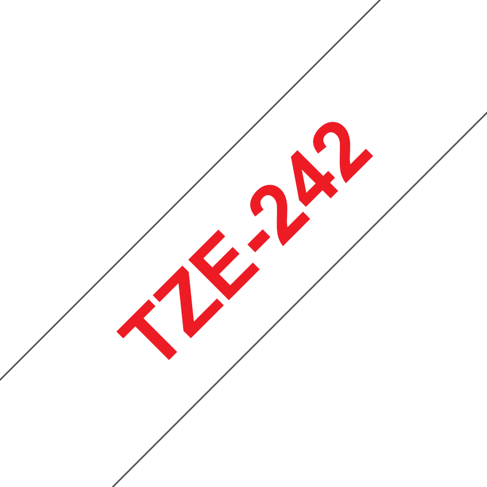 Brother TZe242: оригинальная кассета с лентой для печати наклеек красным на белом фоне на принтере P-touch в одном экземпляре, ширина: 18 мм.